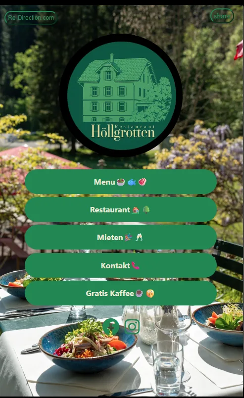 Showcase der Re-Direction Seite für Restaurant Höllgrotten Baar